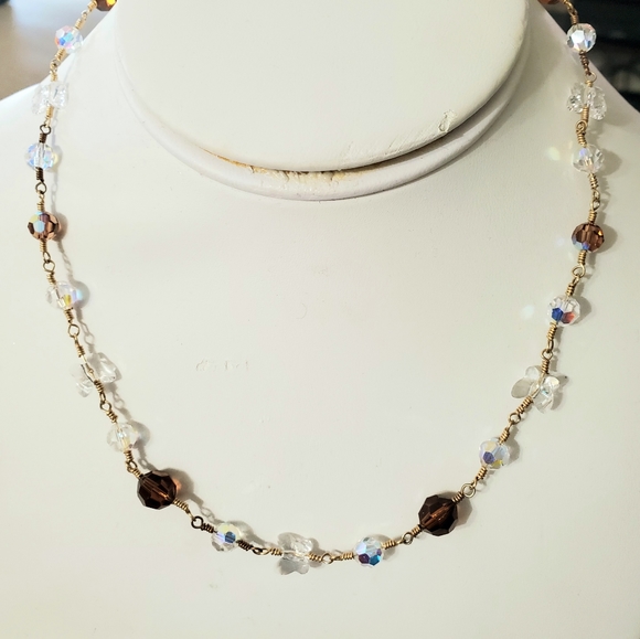 Handmade Swarovski crystal 14KGF necklace - Picture 1 of 3